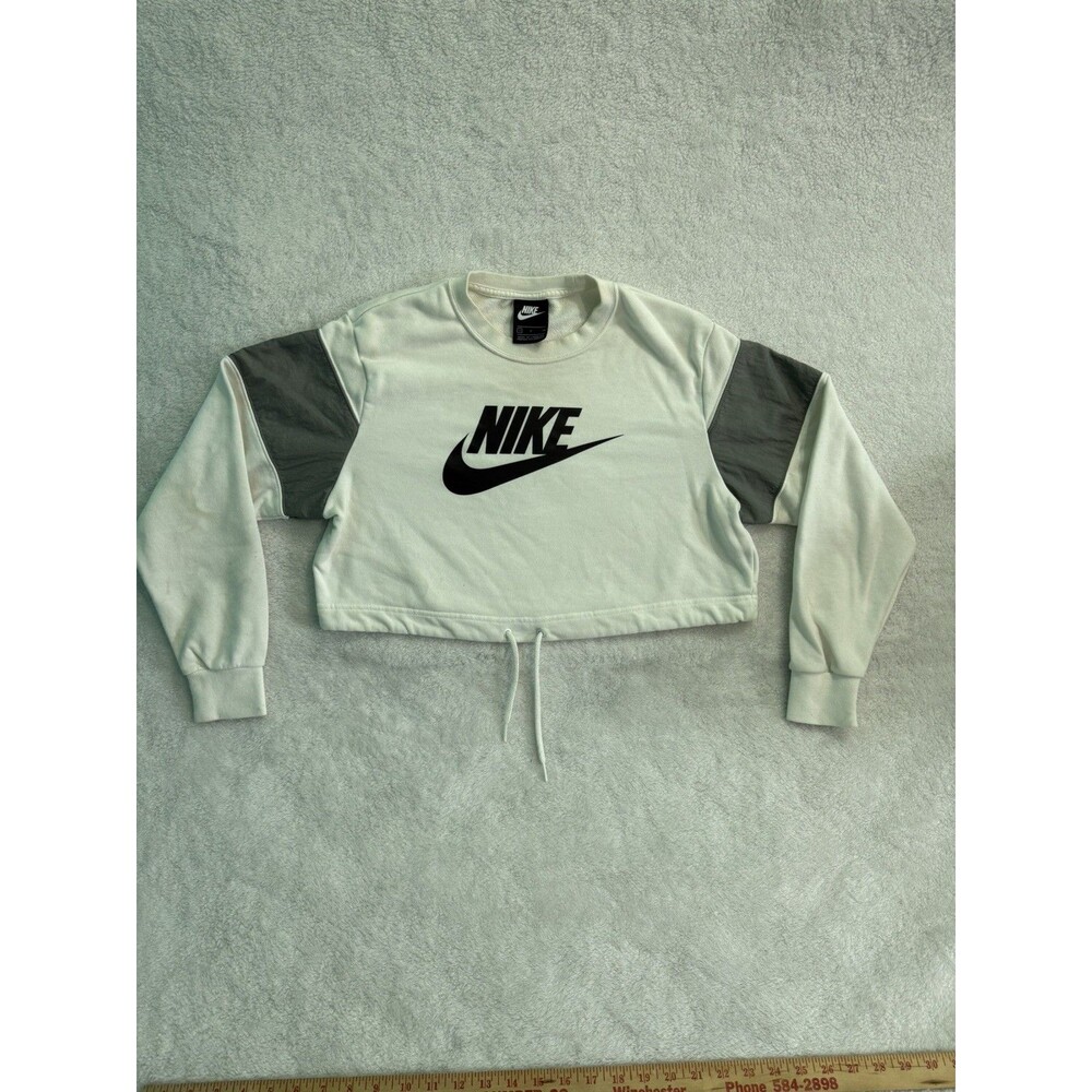 Nike Sportswear Women’s Cropped Pullover Crewneck Colorblock Logo Size S STAINS